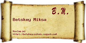Betskey Miksa névjegykártya